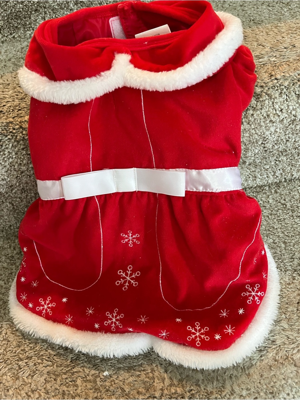 Red Holiday Pet Dress with White Trim